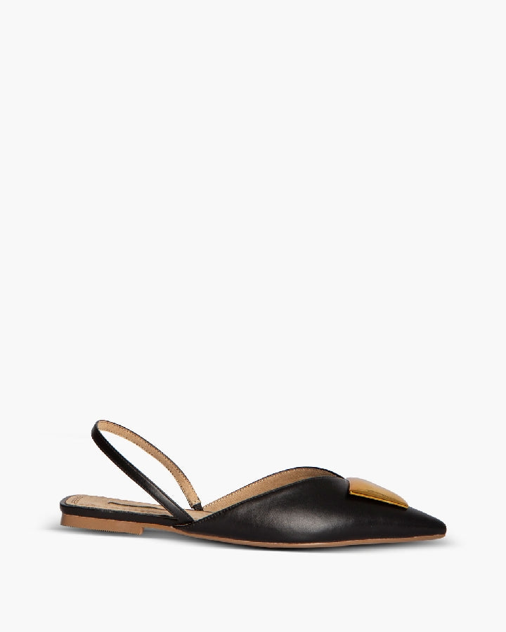 FLAT SLINGBACK WITH METAL DETAIL IN BLACK