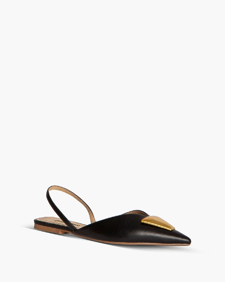 FLAT SLINGBACK WITH METAL DETAIL IN BLACK