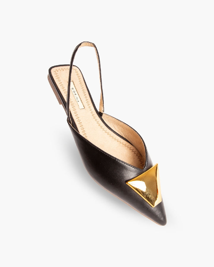 FLAT SLINGBACK WITH METAL DETAIL IN BLACK