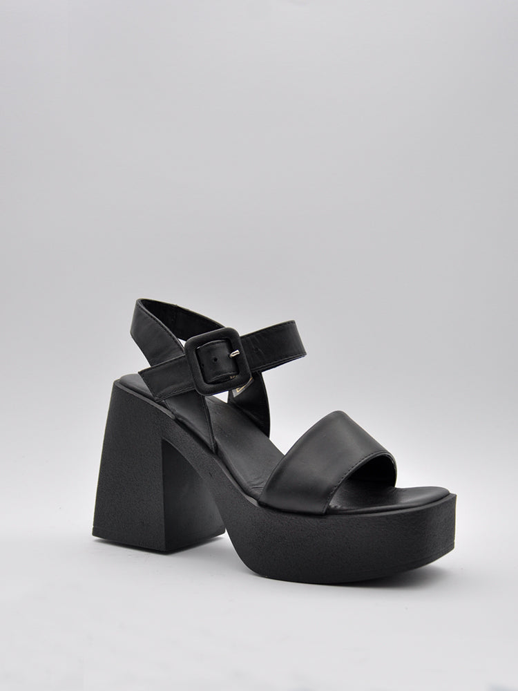 BLACK WEDGE SANDAL