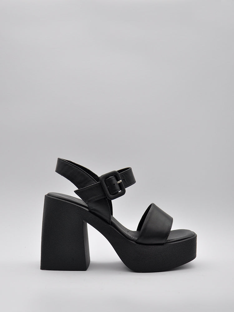 BLACK WEDGE SANDAL