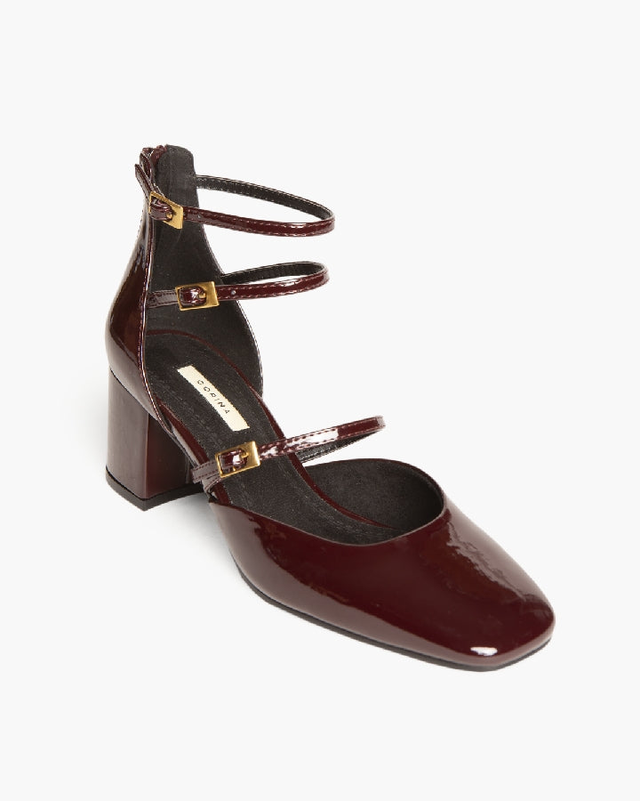 STRAP HEELS IN BURGUNDY
