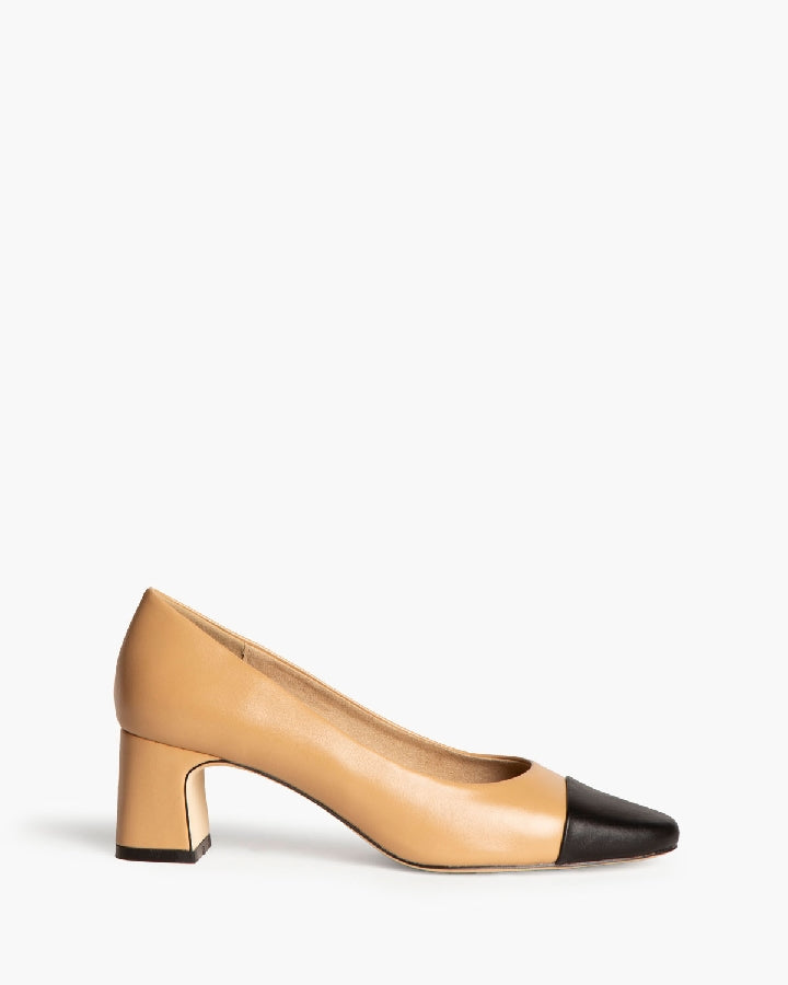 TWO TONE LOW HEEL PUMP