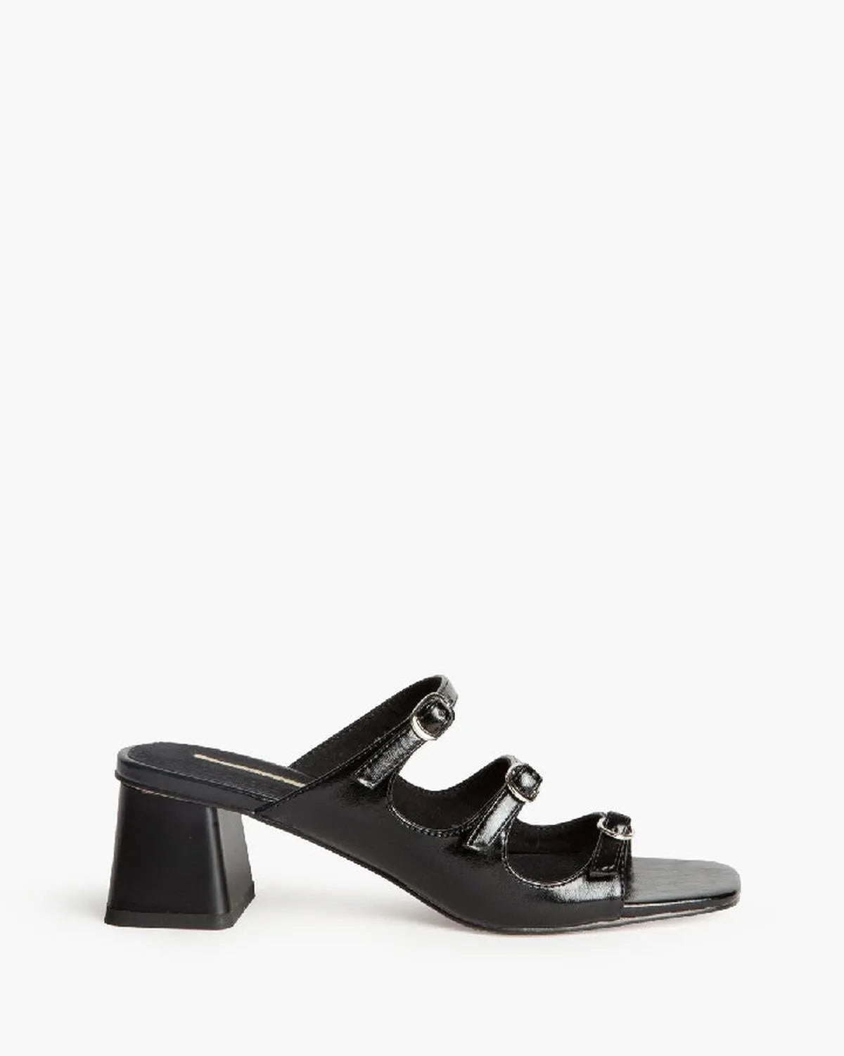 MID HEEL SLIP-ON WITH STRAPS IN BLACK-Mules-CORINA- Pointure.AE