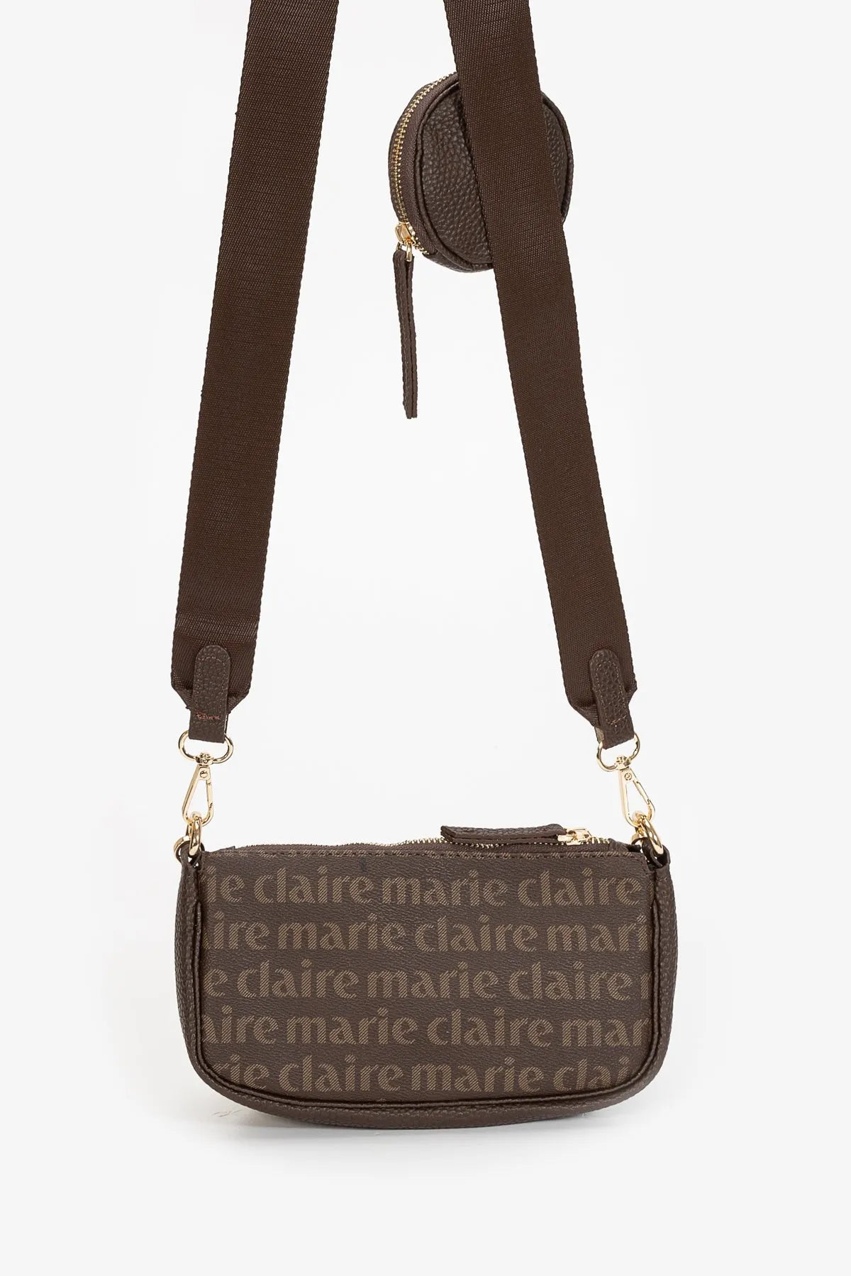 MONOGRAM CROSSBODY BAG IN BROWN-Cross-Body Bags-MARIE CLAIRE- Pointure.AE