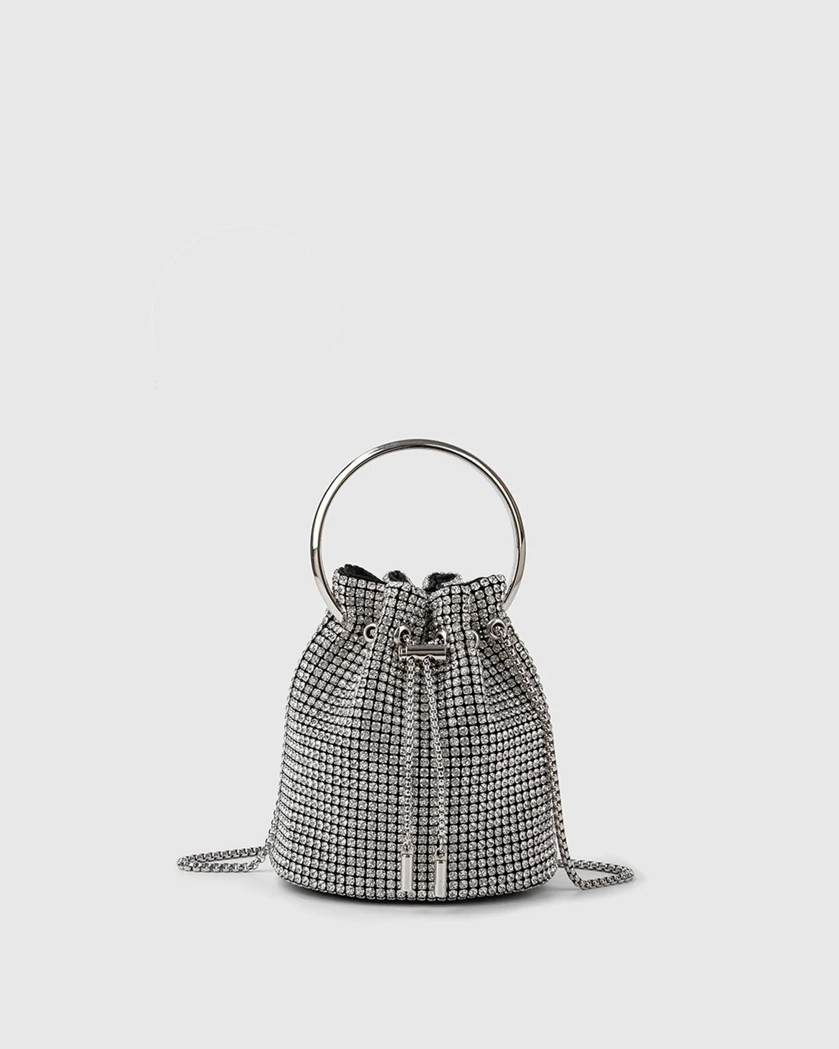 RHINESTONES BUCKET BAG IN SILVER-Bucket Bags-STAY IN STYLE- Pointure.AE