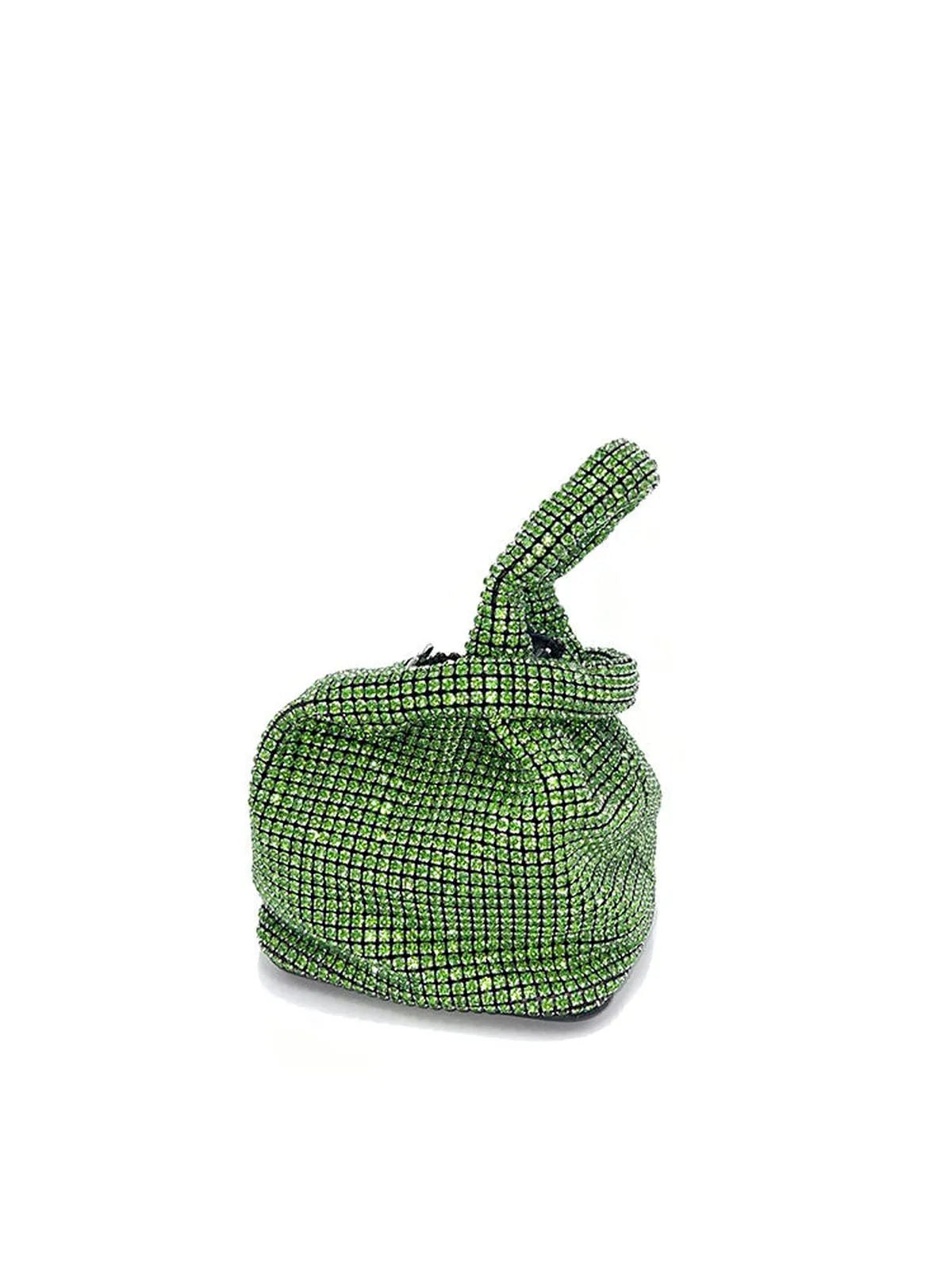 TOP HANDLE RHINESTONE BAG IN GREEN-Top Handle Bags-STAY IN STYLE- Pointure.AE