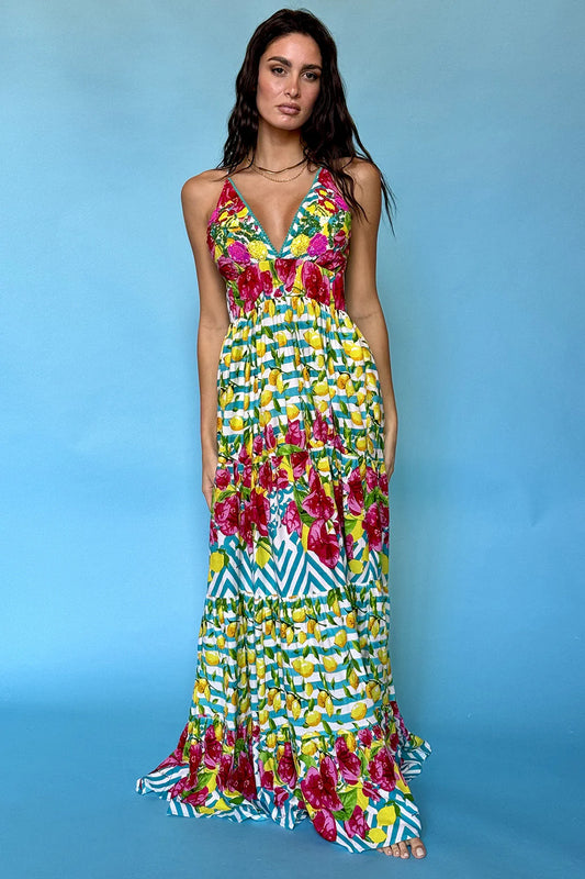 V NECK MAXI DRESS