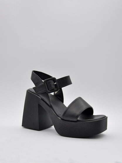 BLACK WEDGE SANDAL