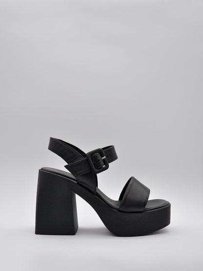 BLACK WEDGE SANDAL