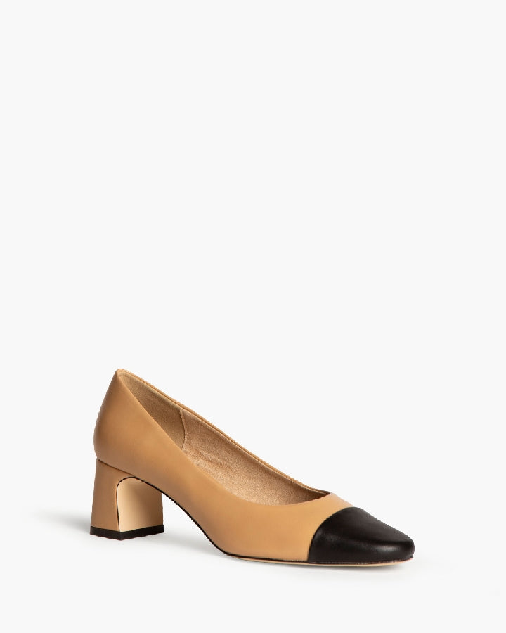 TWO TONE LOW HEEL PUMP