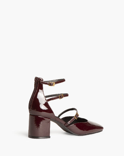 STRAP HEELS IN BURGUNDY