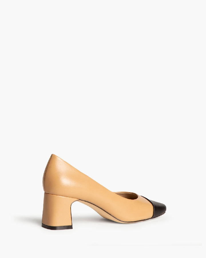 TWO TONE LOW HEEL PUMP