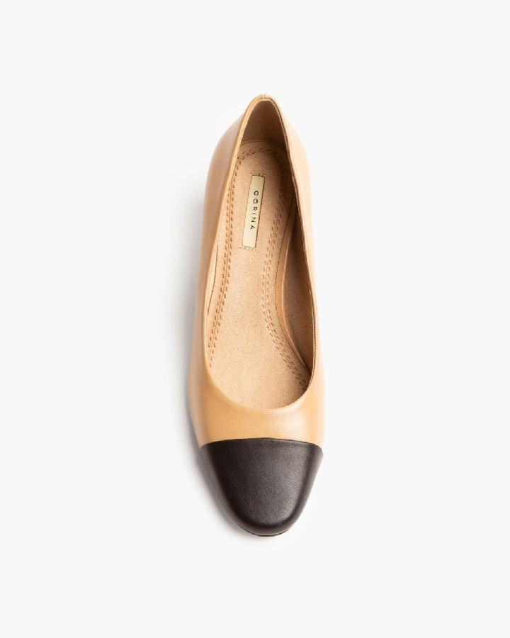 TWO TONE LOW HEEL PUMP