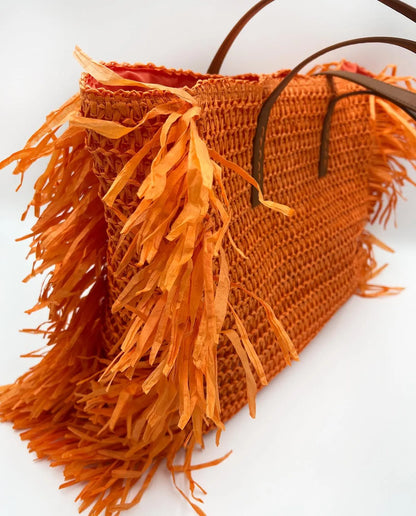 BEACH BAG IN ORANGE-Top Handle Bags-ALEX MAX- Pointure.AE