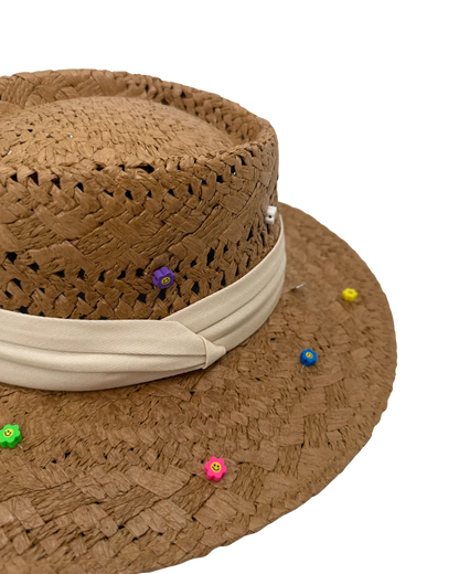 BEADED HANDMADE STRAW HAT-Hats-STAY IN STYLE- Pointure.AE