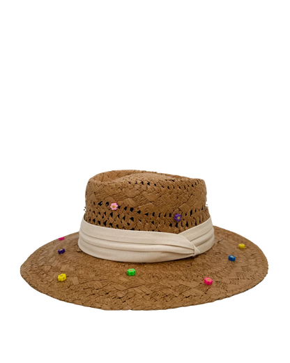 BEADED HANDMADE STRAW HAT-Hats-STAY IN STYLE- Pointure.AE