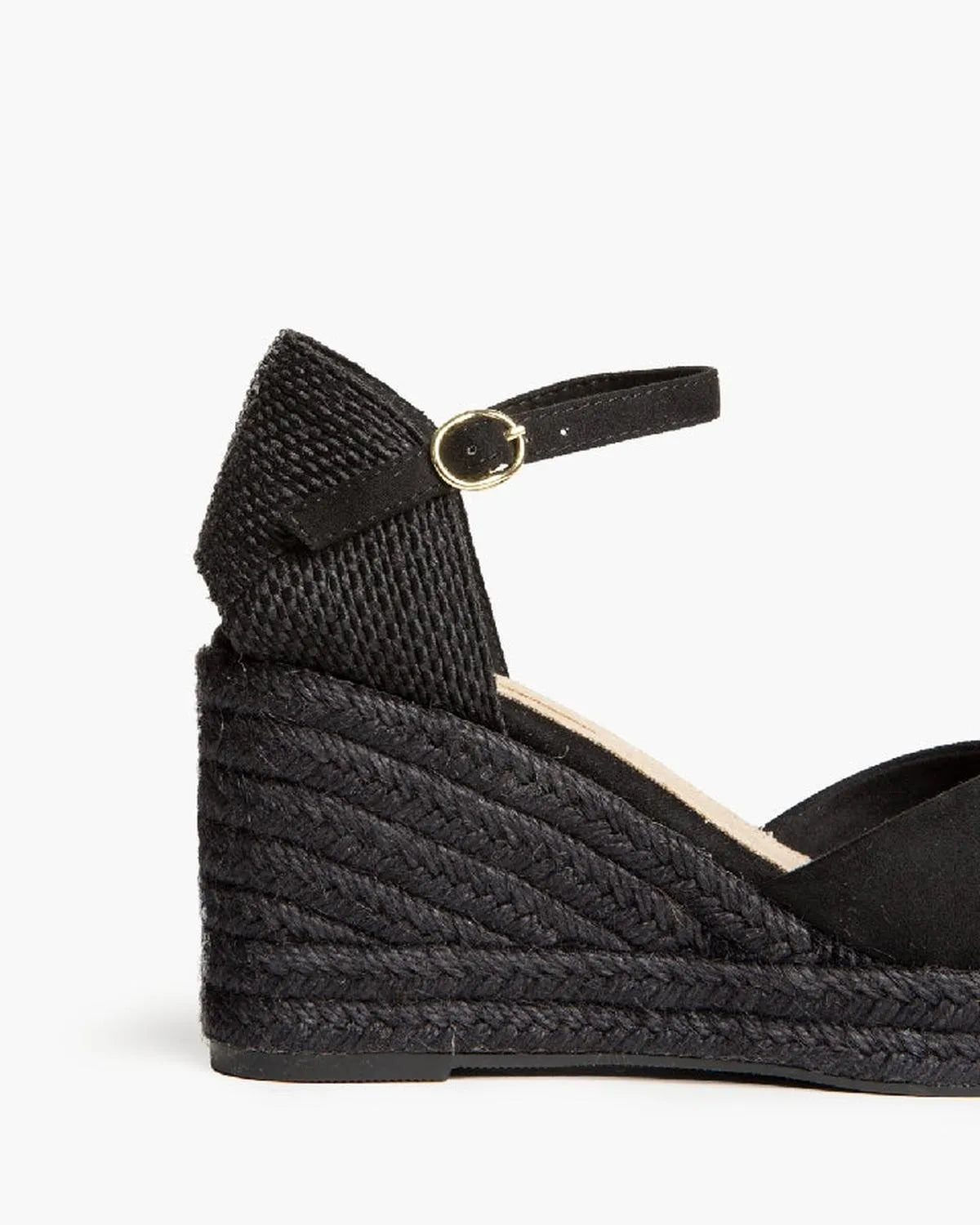 BLACK ON BLACK SUEDE WEDGE-Espadrilles-CORINA- Pointure.AE