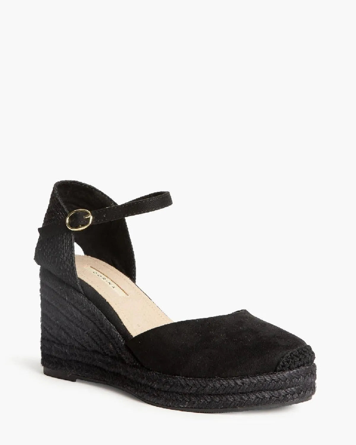 BLACK ON BLACK SUEDE WEDGE-Espadrilles-CORINA- Pointure.AE