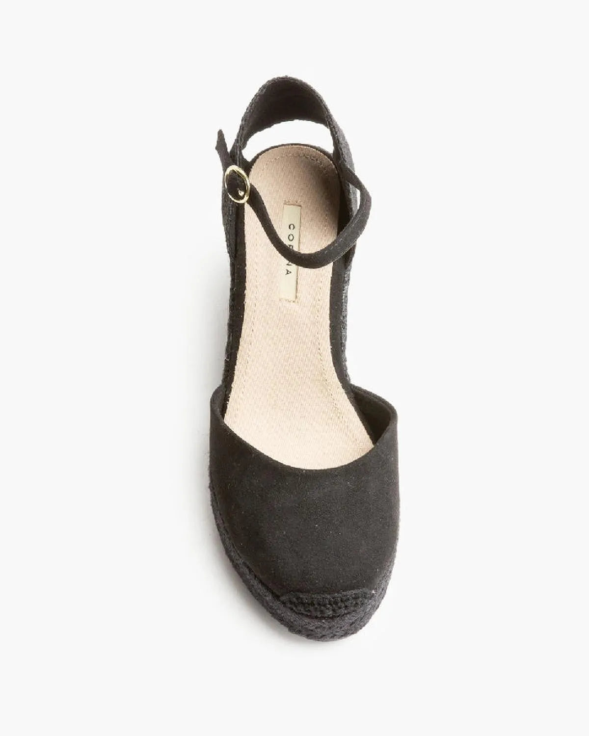 BLACK ON BLACK SUEDE WEDGE-Espadrilles-CORINA- Pointure.AE