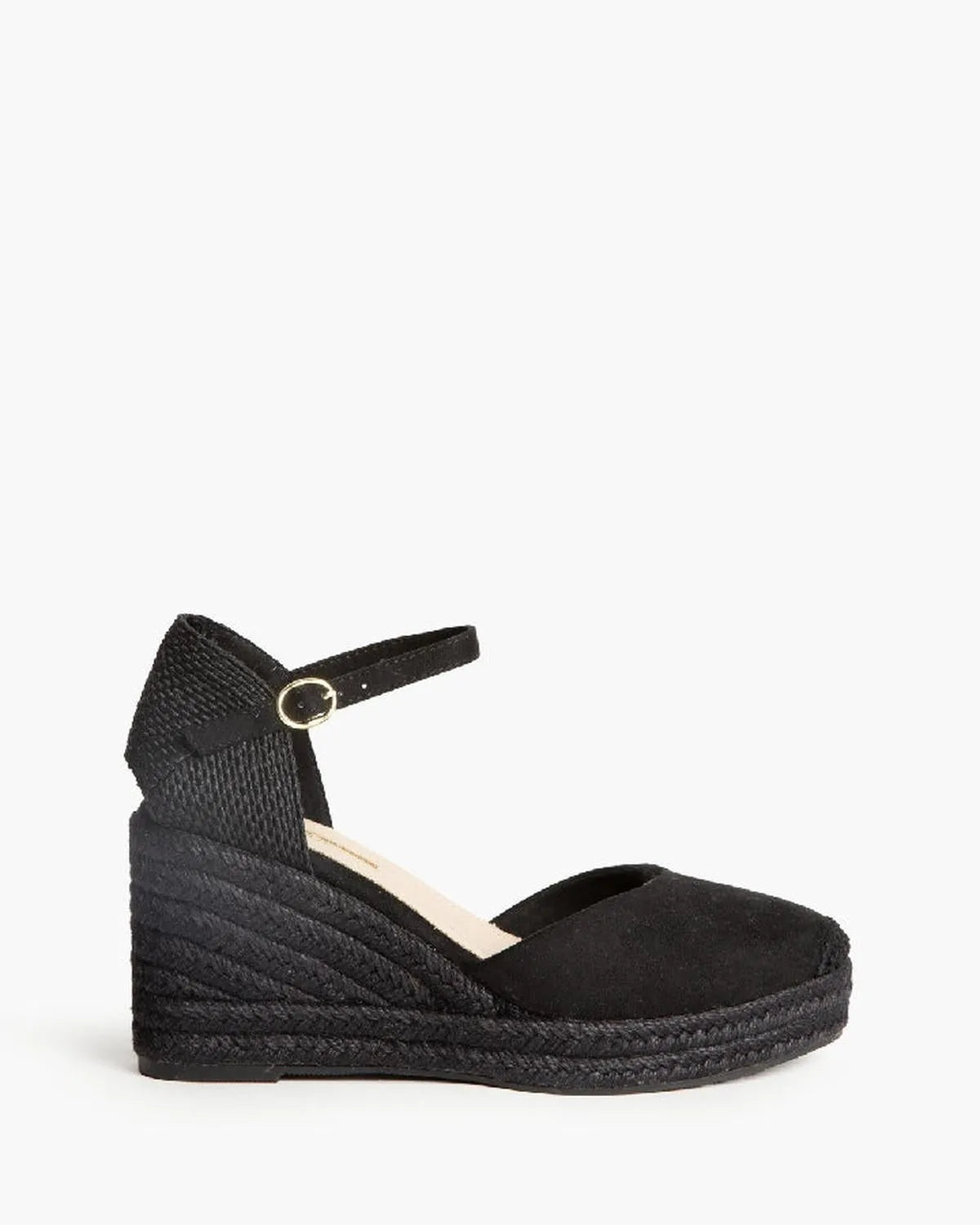 BLACK ON BLACK SUEDE WEDGE-Espadrilles-CORINA- Pointure.AE