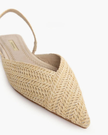 BRAIDED FLAT SLINGBACK IN NATURAL-Flats-CORINA- Pointure.AE