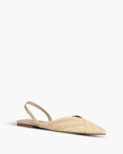 BRAIDED FLAT SLINGBACK IN NATURAL-Flats-CORINA- Pointure.AE
