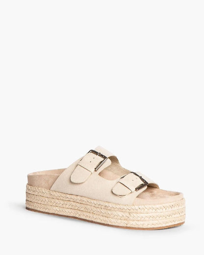 BUCKLED WEDGE MULE IN NATURAL-Wedges-CORINA- Pointure.AE