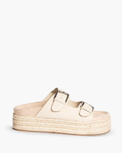 BUCKLED WEDGE MULE IN NATURAL-Wedges-CORINA- Pointure.AE