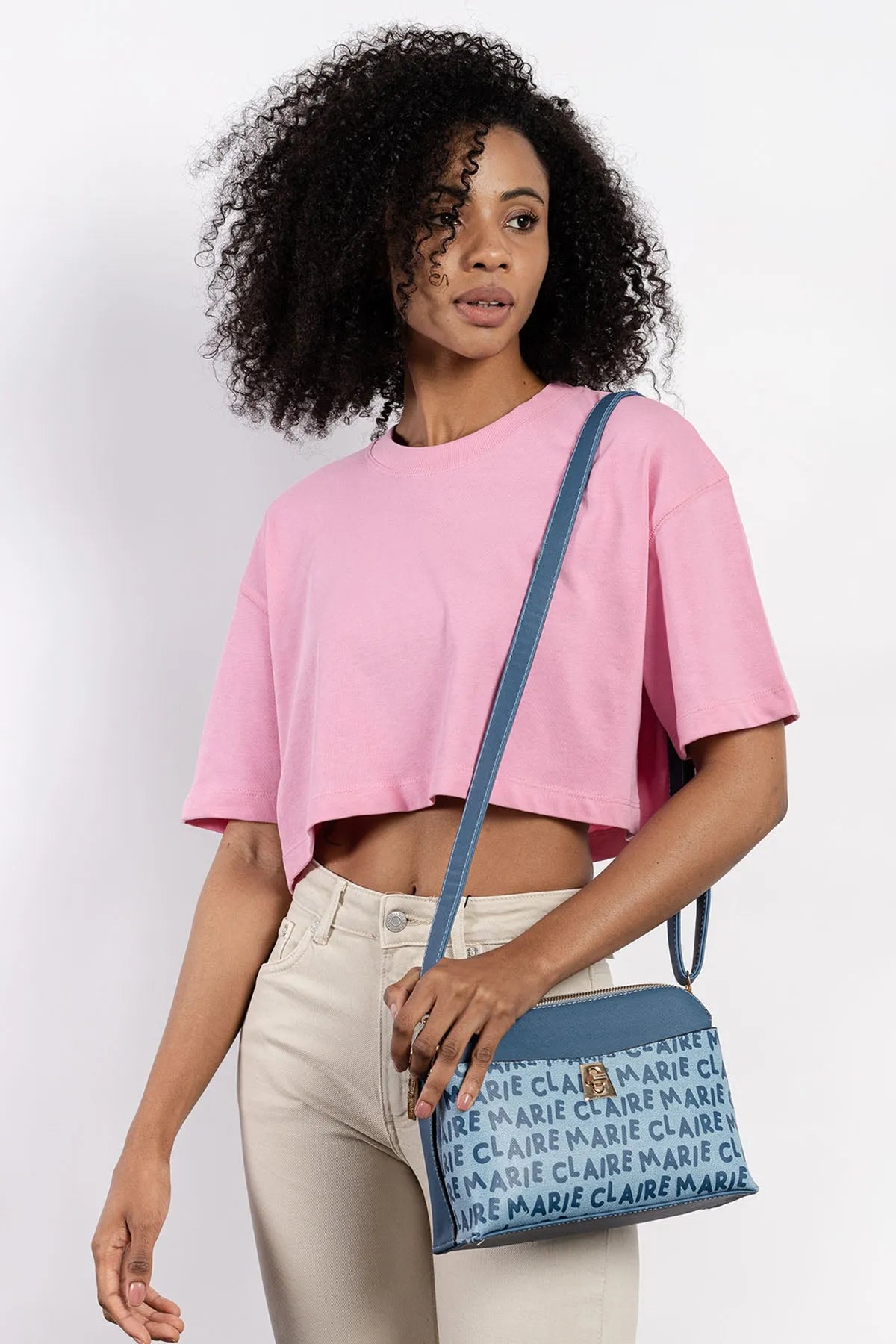 CROSSBODY BAG IN DENIM-Cross-Body Bags-MARIE CLAIRE- Pointure.AE