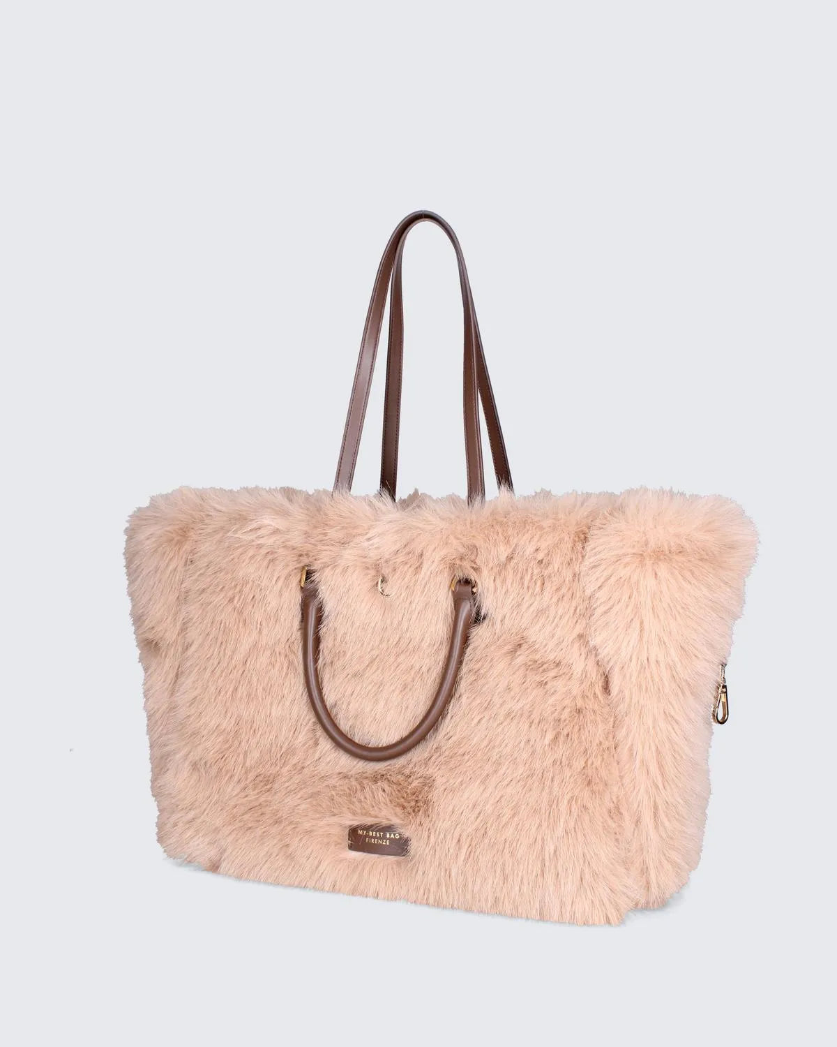 DOUBLE SIDED ATENA FUR - BROWN-Tote Bags-MY BEST BAG- Pointure.AE