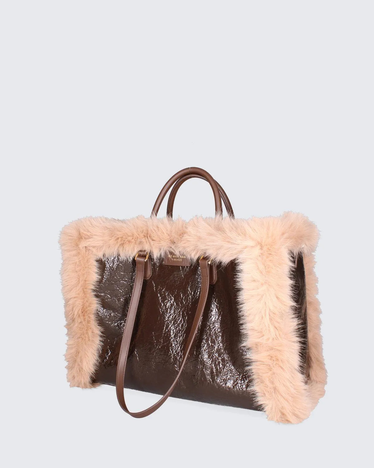 DOUBLE SIDED ATENA FUR - BROWN-Tote Bags-MY BEST BAG- Pointure.AE