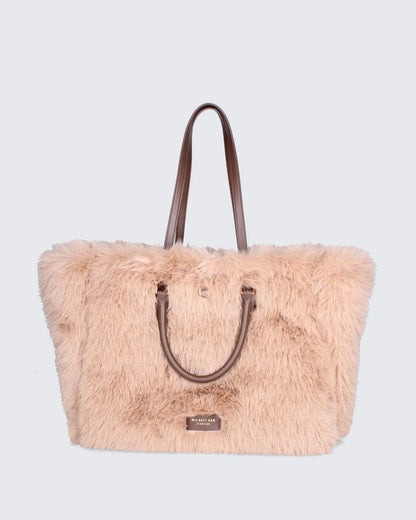DOUBLE SIDED ATENA FUR - BROWN-Tote Bags-MY BEST BAG- Pointure.AE