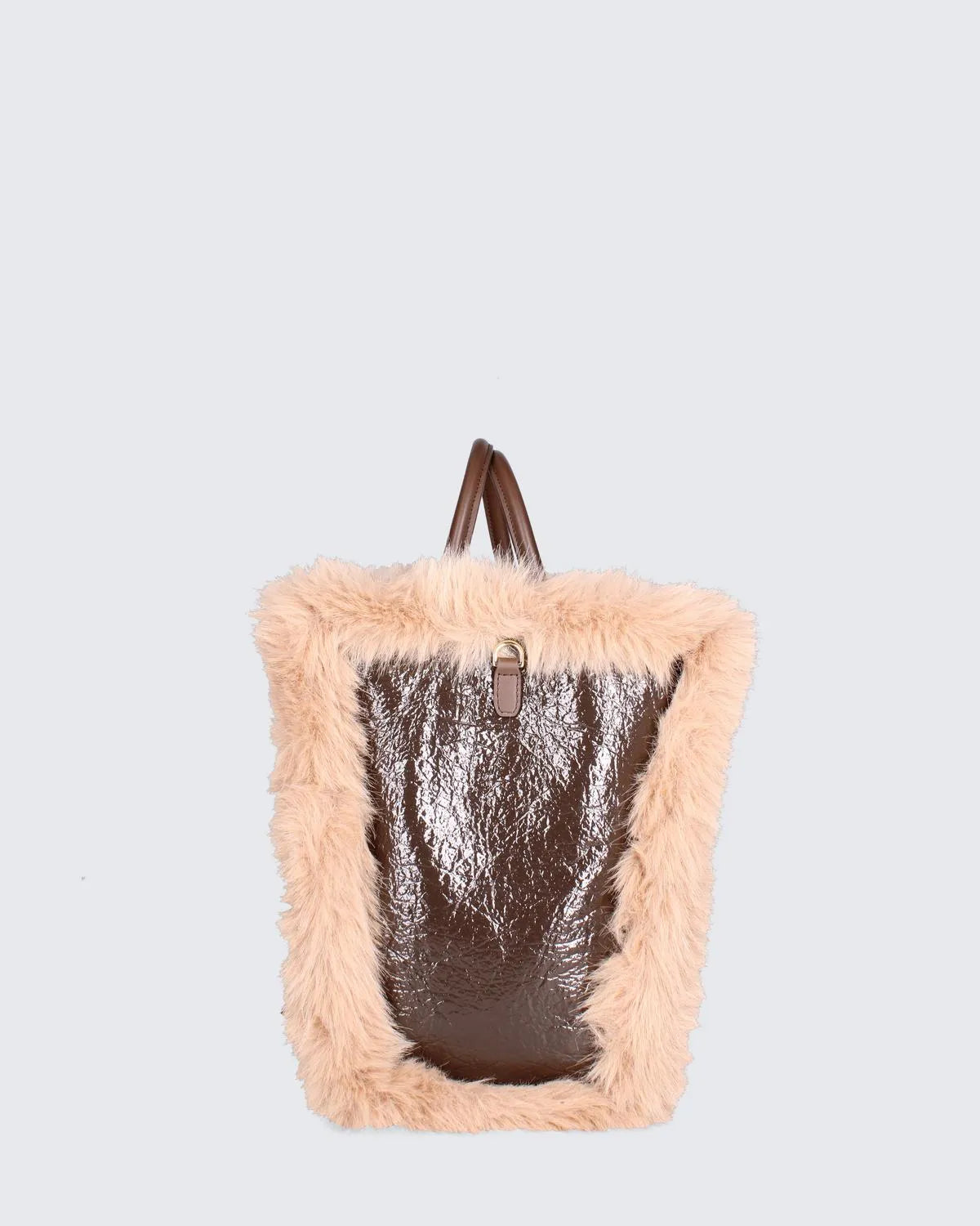 DOUBLE SIDED ATENA FUR - BROWN-Tote Bags-MY BEST BAG- Pointure.AE