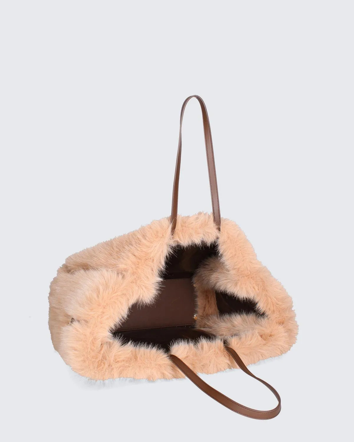 DOUBLE SIDED ATENA FUR - BROWN-Tote Bags-MY BEST BAG- Pointure.AE