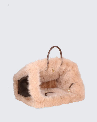 DOUBLE SIDED ATENA FUR - BROWN-Tote Bags-MY BEST BAG- Pointure.AE