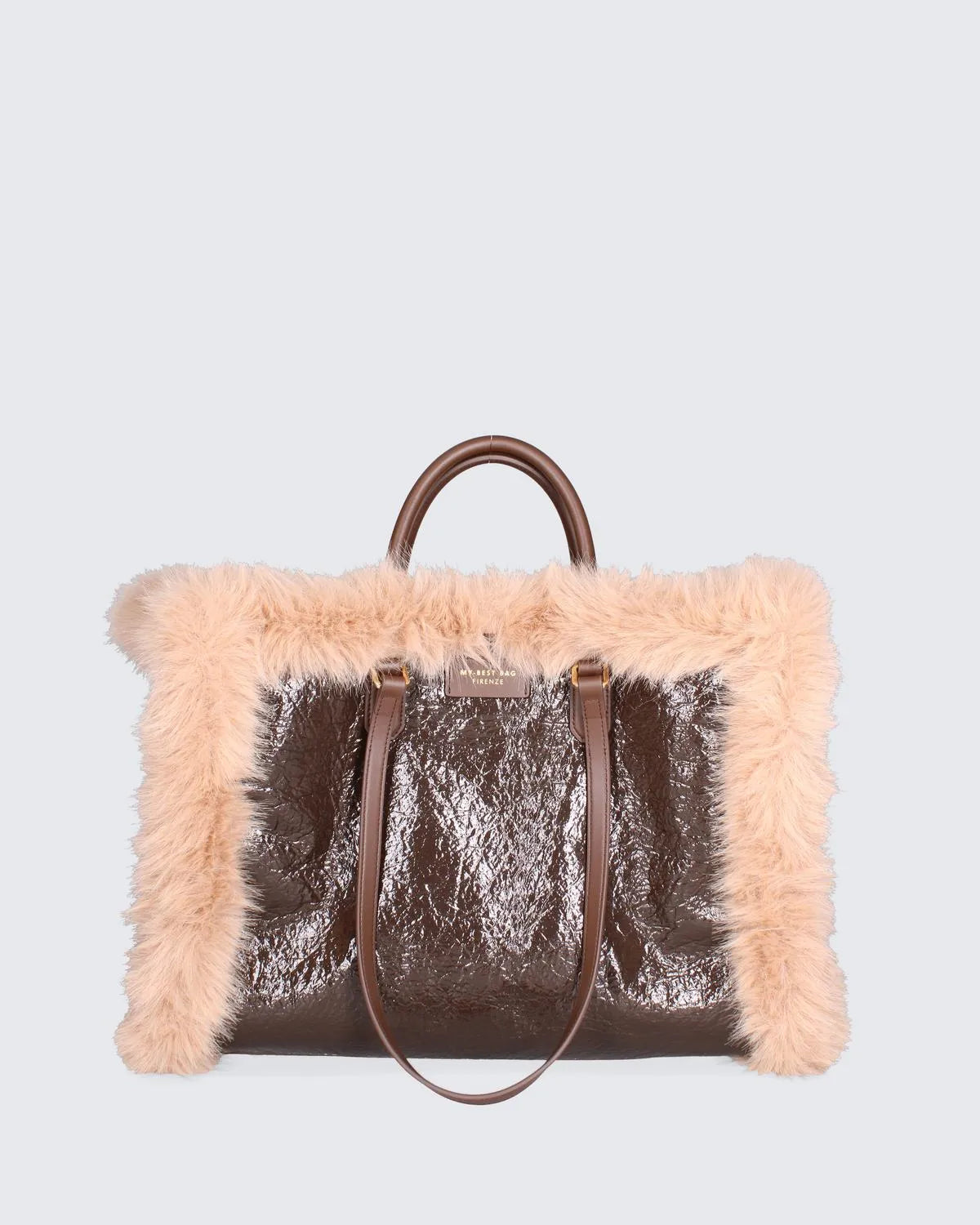 DOUBLE SIDED ATENA FUR - BROWN-Tote Bags-MY BEST BAG- Pointure.AE
