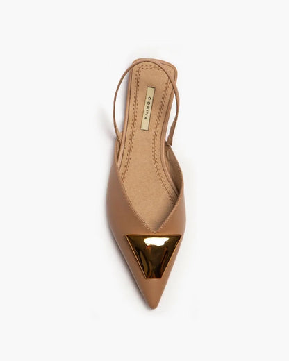 FLAT SLINGBACK WITH METAL DETAIL-Flats-CORINA- Pointure.AE