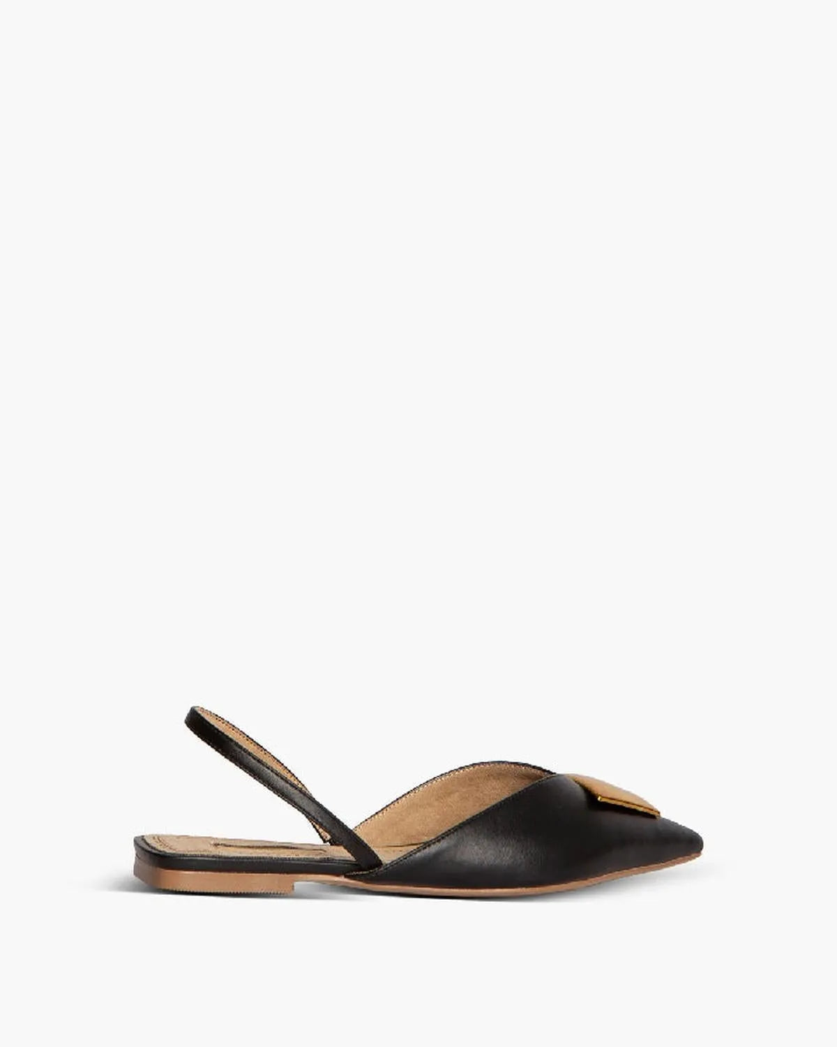 FLAT SLINGBACK WITH METAL DETAIL IN BLACK-Flats-CORINA- Pointure.AE