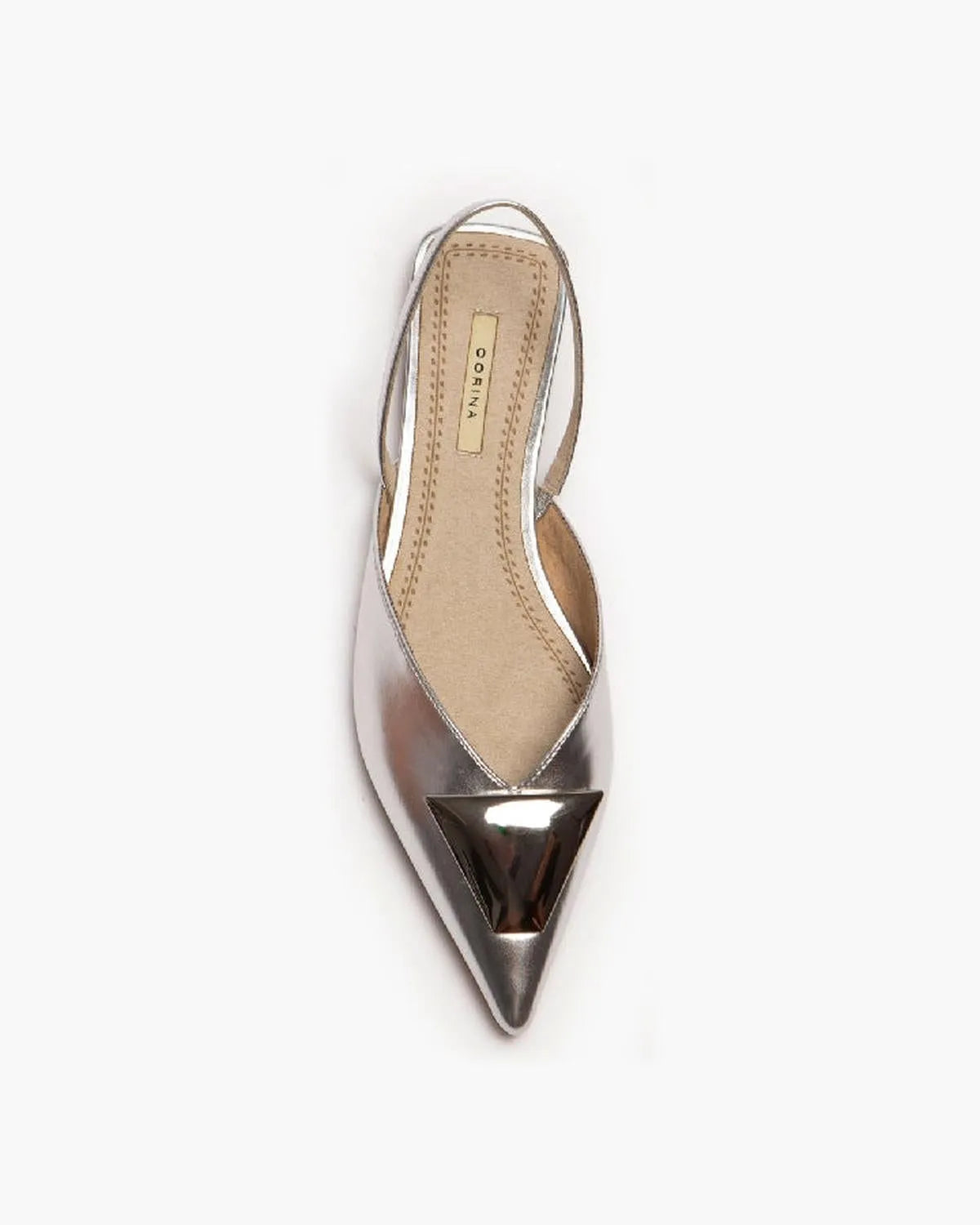FLAT SLINGBACK WITH METAL DETAIL IN SILVER-Flats-CORINA- Pointure.AE
