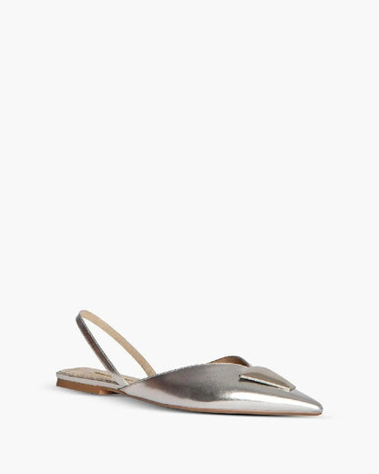 FLAT SLINGBACK WITH METAL DETAIL IN SILVER-Flats-CORINA- Pointure.AE