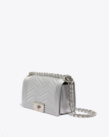 FLAT XS MANHATTAN IN SILVER-Cross-Body Bags-MARC ELLIS- Pointure.AE