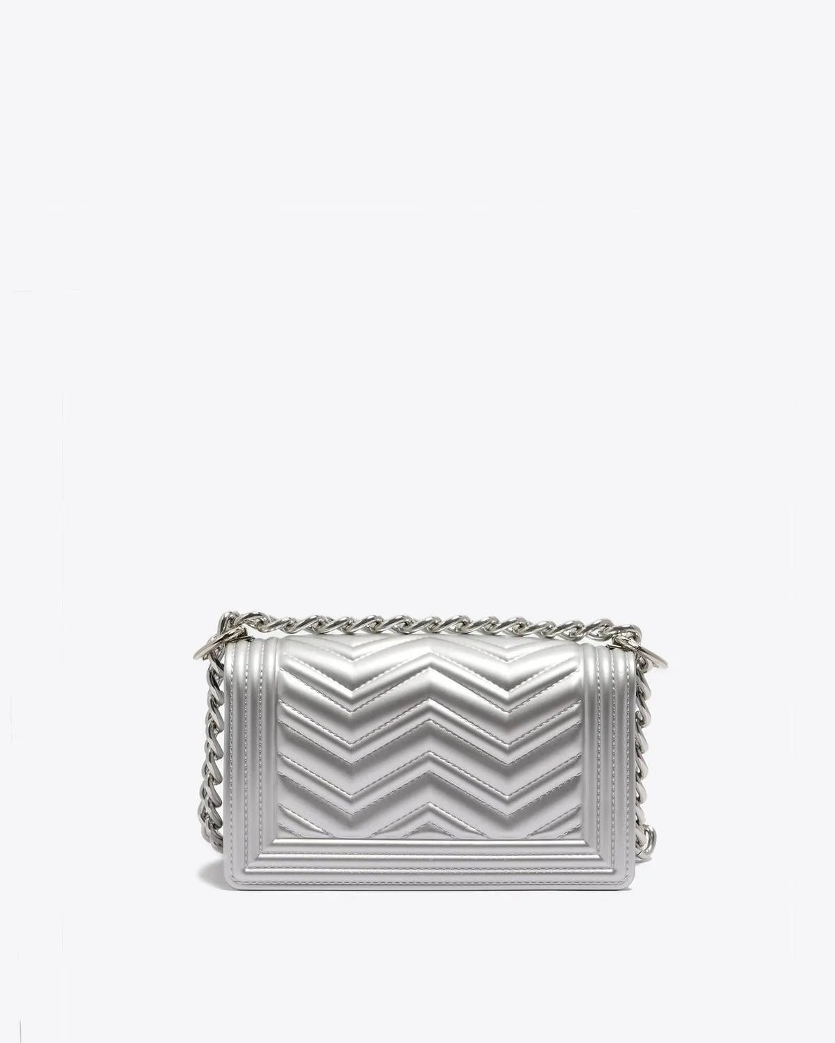 FLAT XS MANHATTAN IN SILVER-Cross-Body Bags-MARC ELLIS- Pointure.AE