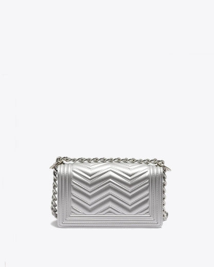 FLAT XS MANHATTAN IN SILVER-Cross-Body Bags-MARC ELLIS- Pointure.AE