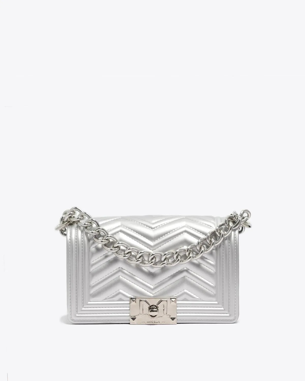 FLAT XS MANHATTAN IN SILVER-Cross-Body Bags-MARC ELLIS- Pointure.AE