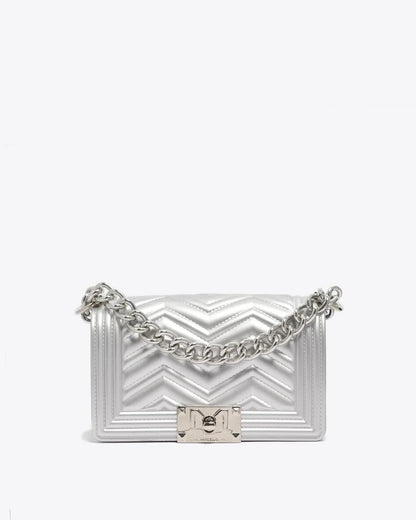 FLAT XS MANHATTAN IN SILVER-Cross-Body Bags-MARC ELLIS- Pointure.AE