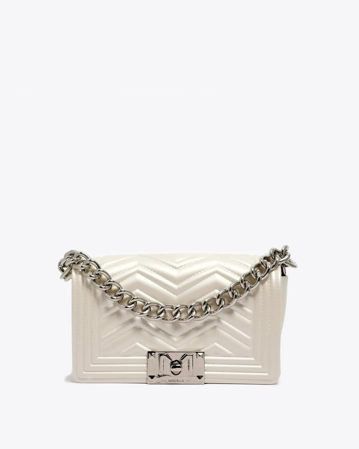 FLAT XS MANHATTAN IN WHITE-Cross-Body Bags-MARC ELLIS- Pointure.AE