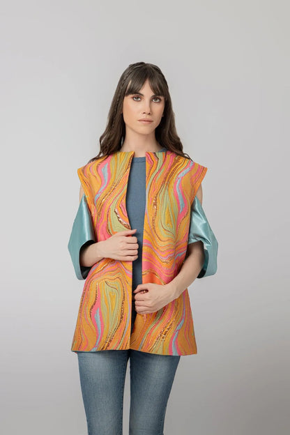 “GATE” JACQUARD GILET SHORT-Gilets-STEFFY- Pointure.AE