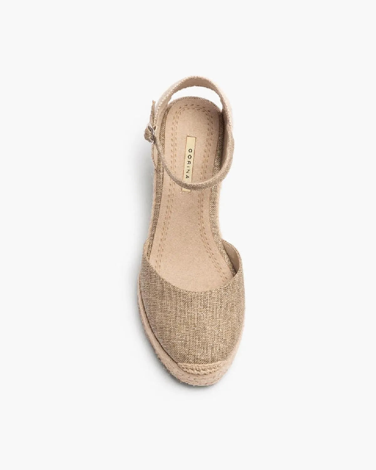 GLITTERED FABRIC WEDGE IN TAUPE-Espadrilles-CORINA- Pointure.AE