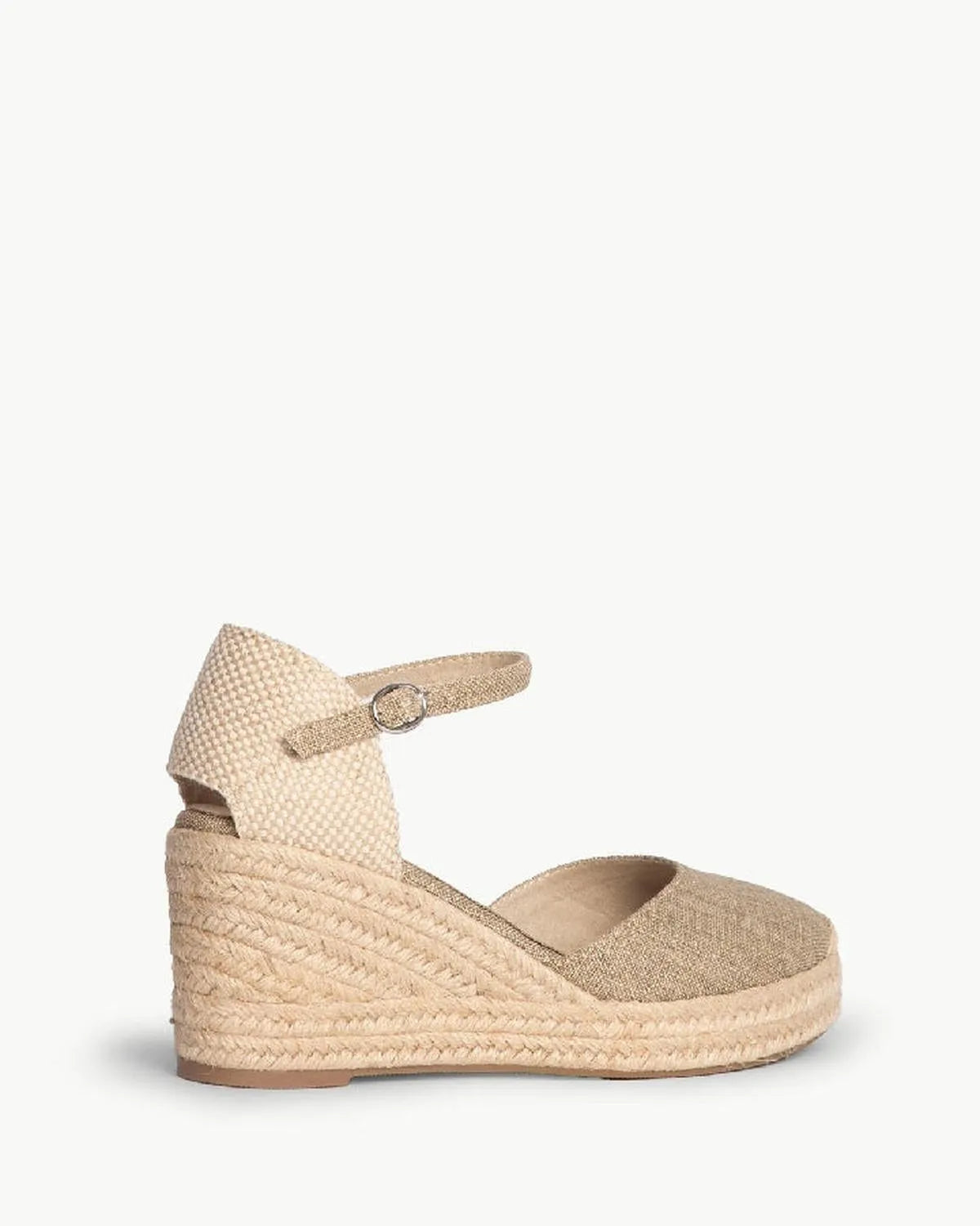 GLITTERED FABRIC WEDGE IN TAUPE-Espadrilles-CORINA- Pointure.AE